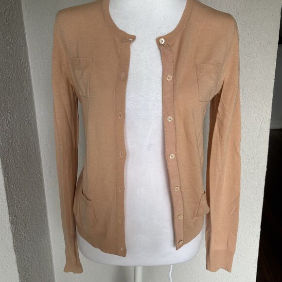 J. Crew 100% Merino Wool Button Up Cardigan Sweater Peach Color Size Small - Picture 3 of 10
